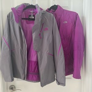 The North Face winter jacket gray and pink sz S